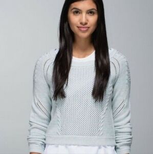 LULULEMON Be Present Oversized Cropped Knit Sweater Aquamarine, Pink, Silver 4/6